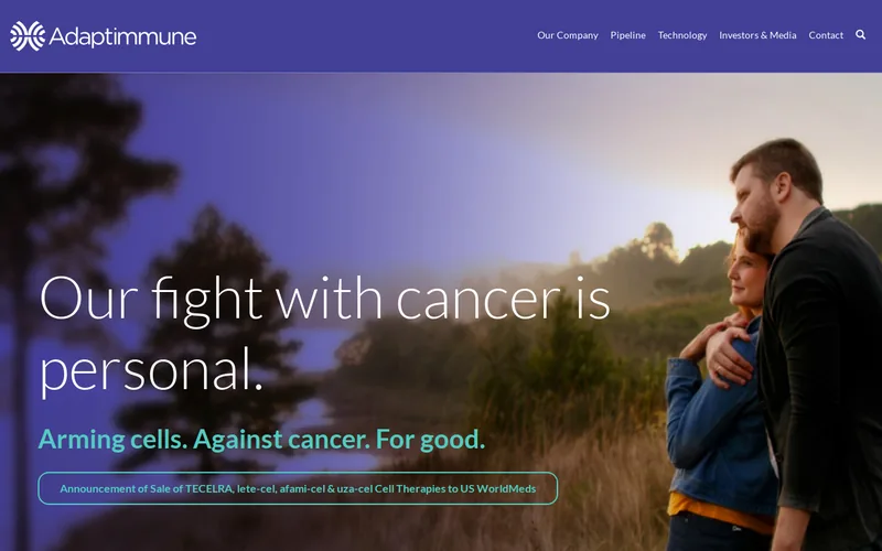 Website snapshot for Adaptimmune Therapeutics plc