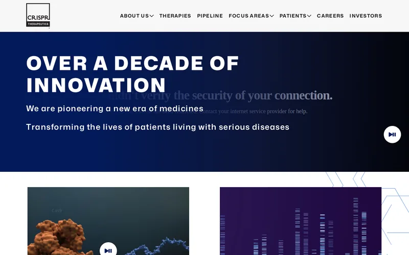 Website snapshot for CRISPR Therapeutics AG