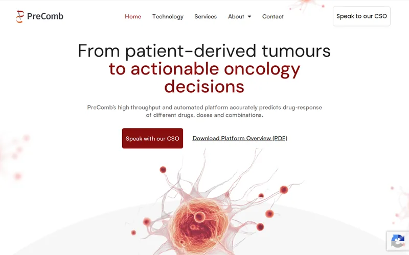 Website snapshot for PreComb Therapeutics AG