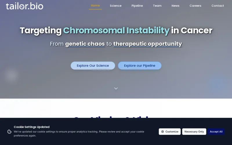 Website snapshot for Tailor Bio