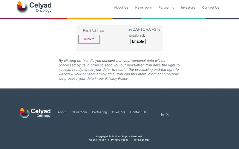 Website snapshot for Celyad Oncology
