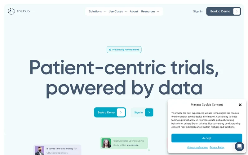 Website snapshot for TrialHub