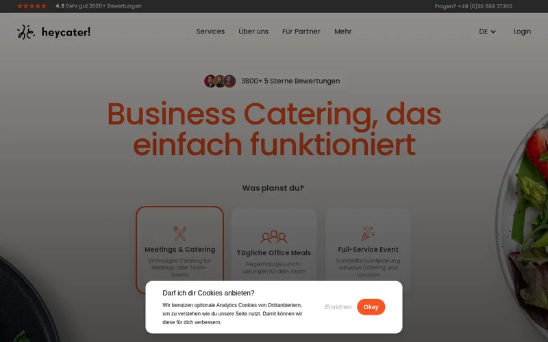 Website snapshot for heycater!