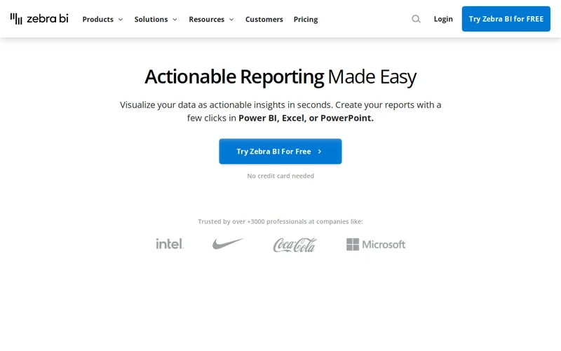 Website snapshot for Zebra BI