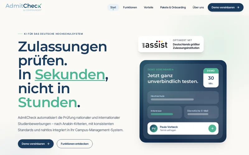 Website snapshot for AdmitCheck