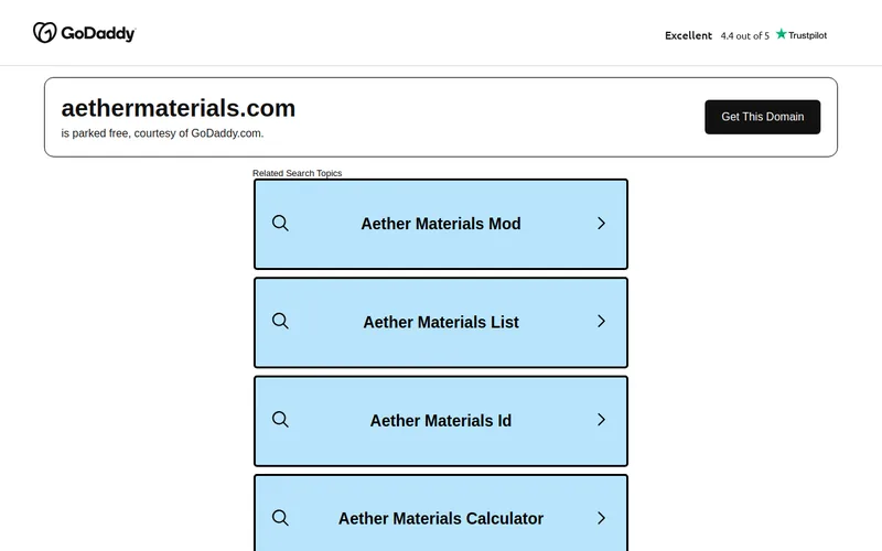 Website snapshot for Aether Materials