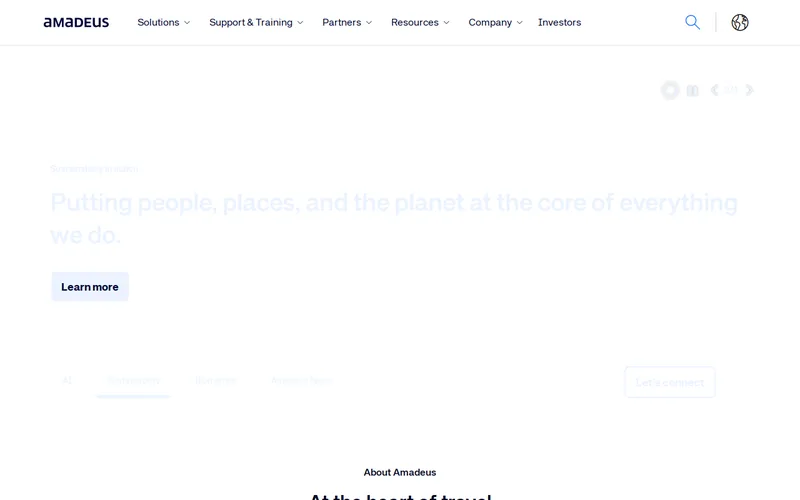 Website snapshot for Amadeus