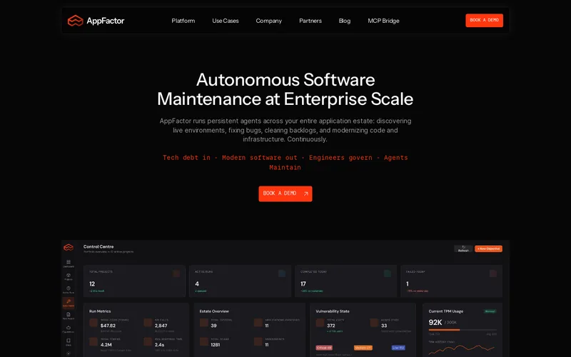 Website snapshot for AppFactor