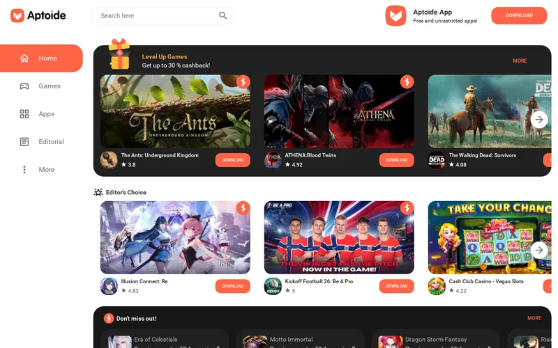 Website snapshot for Aptoide