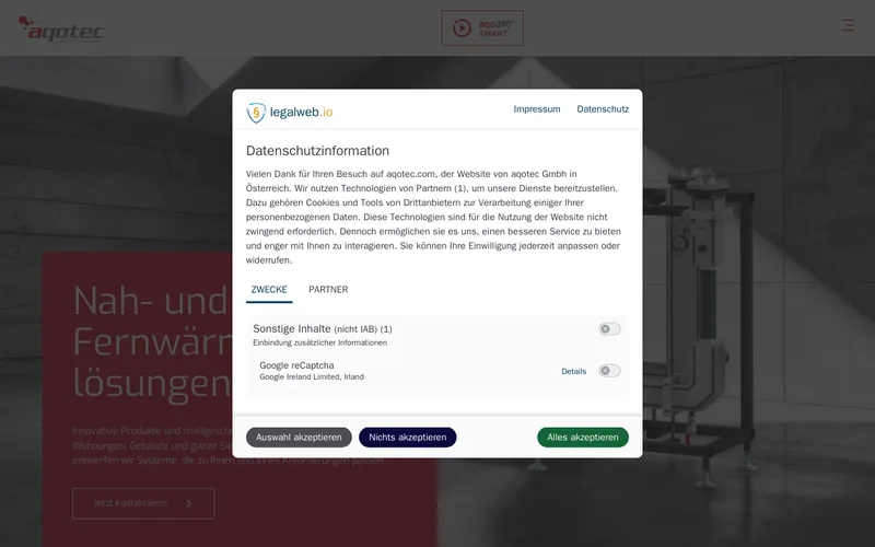 Website snapshot for aqotec