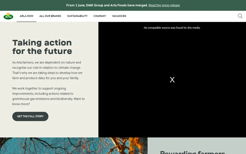 Website snapshot for Arla Foods