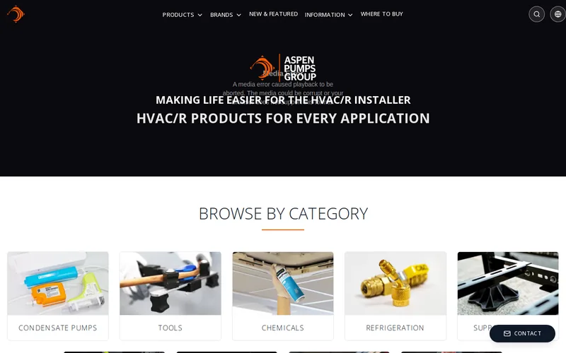 Website snapshot for Aspen Pumps