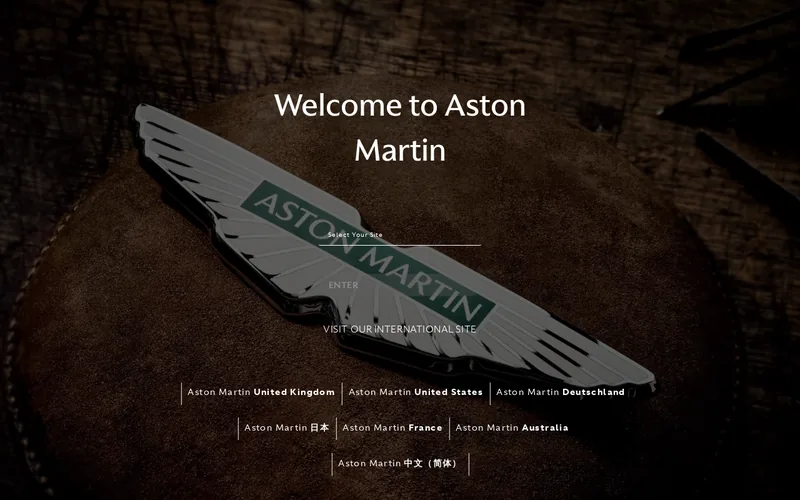 Website snapshot for Aston Martin