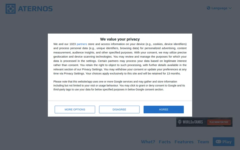 Website snapshot for Aternos GmbH