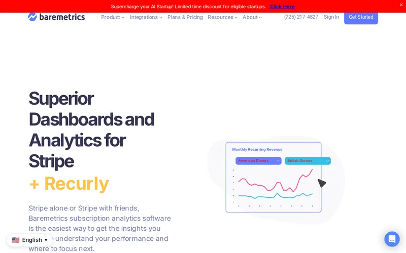 Website snapshot for Baremetrics