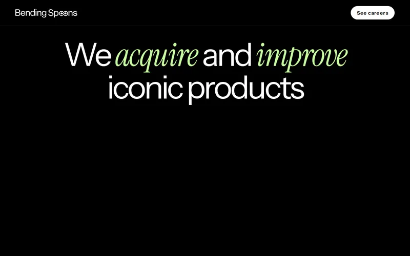 Website snapshot for Bending Spoons
