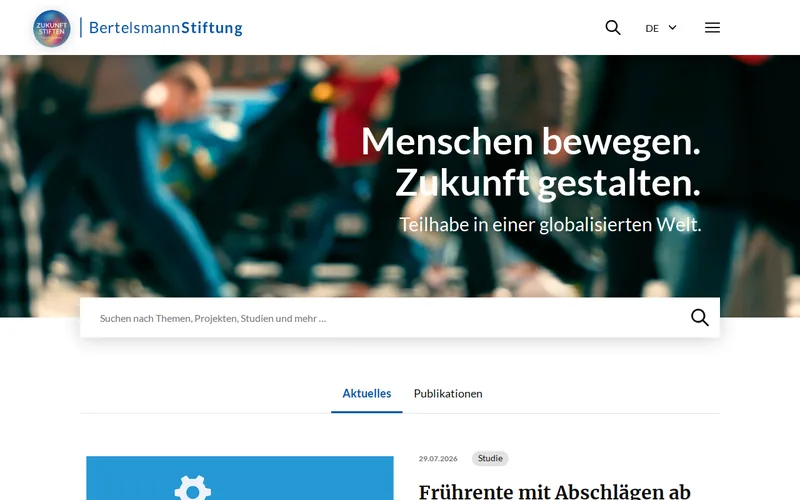 Website snapshot for Bertelsmann Stiftung