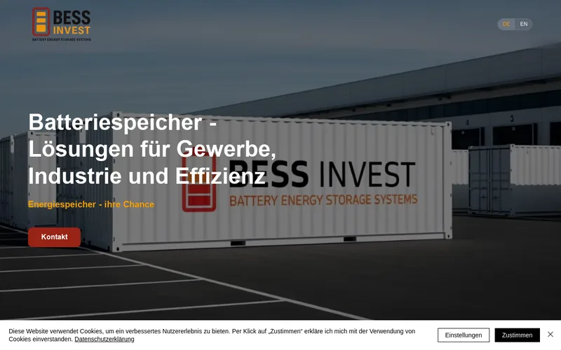Website snapshot for BESS Invest