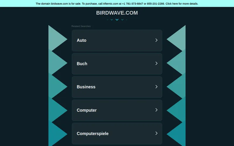 Website snapshot for Birdwave