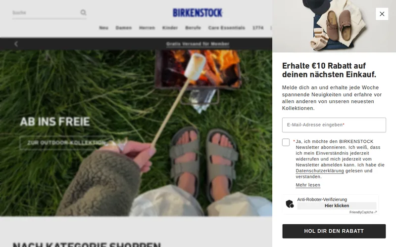 Website snapshot for Birkenstock
