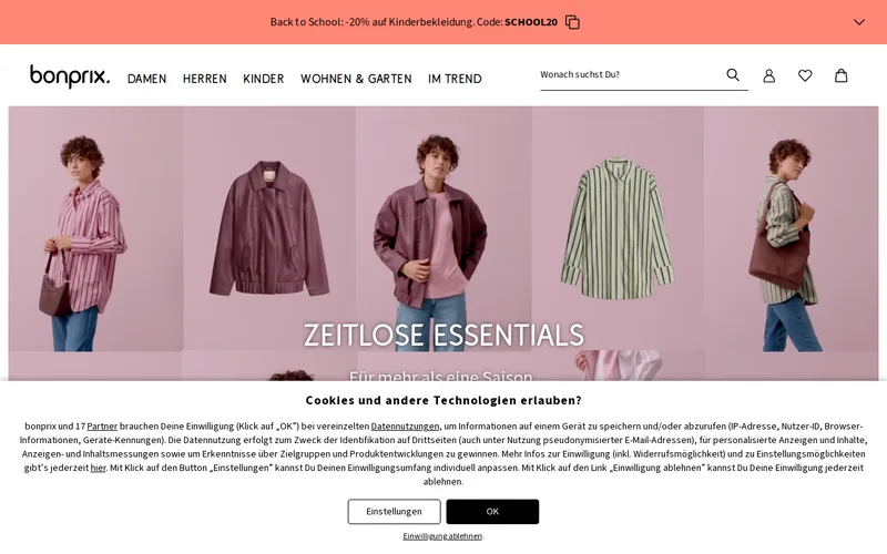 Website snapshot for bonprix