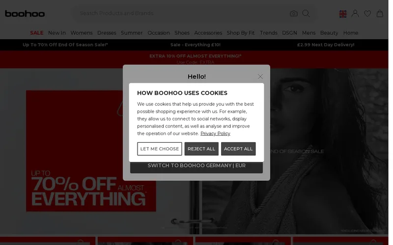 Website snapshot for Boohoo