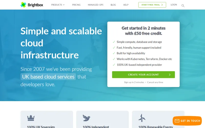 Website snapshot for Brightbox