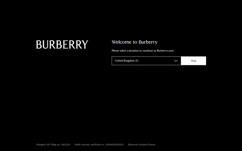Website snapshot for Burberry