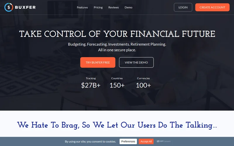 Website snapshot for Buxfer