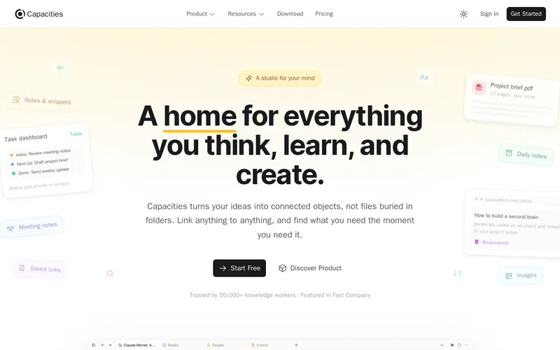 Website snapshot for Capacities