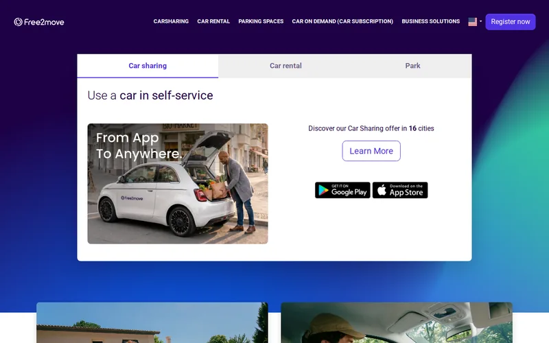 Website snapshot for Car2Go