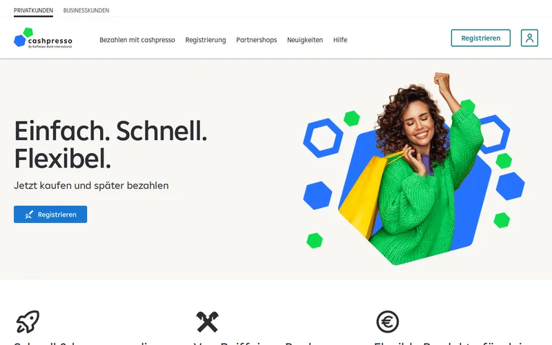 Website snapshot for cashpresso
