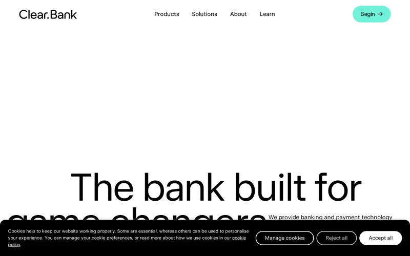 Website snapshot for ClearBank