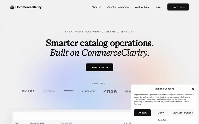 Website snapshot for CommerceClarity