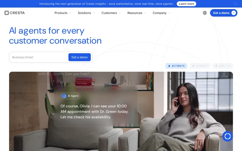 Website snapshot for Cresta