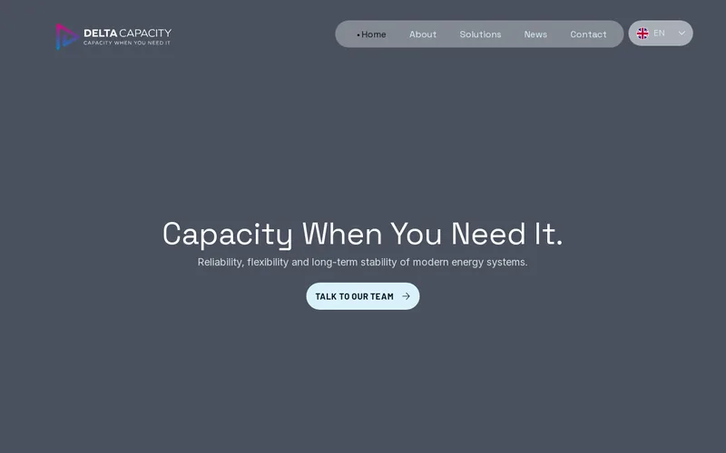 Website snapshot for Delta Capacity