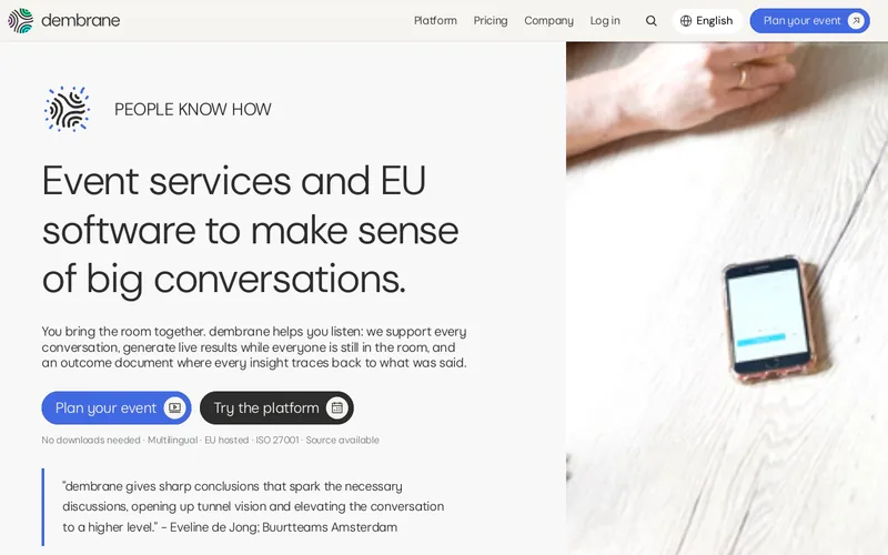 Website snapshot for Dembrane
