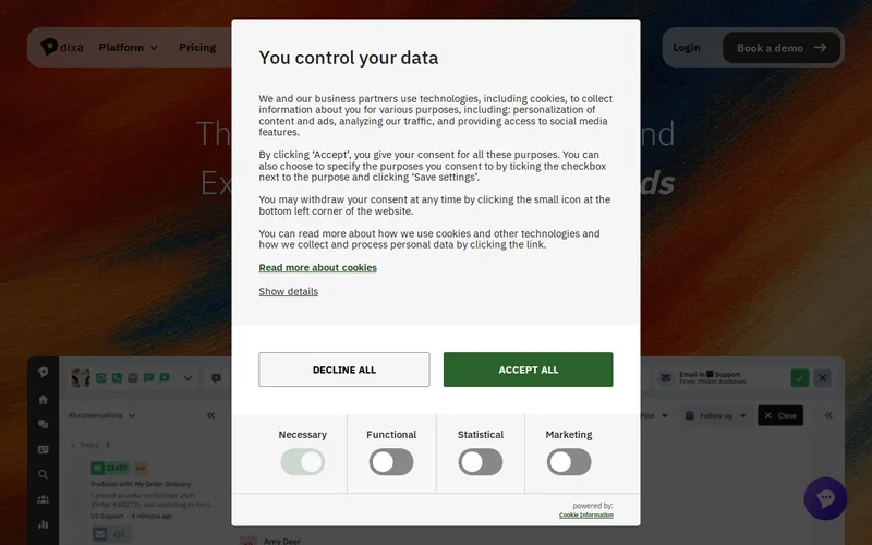 Website snapshot for Dixa