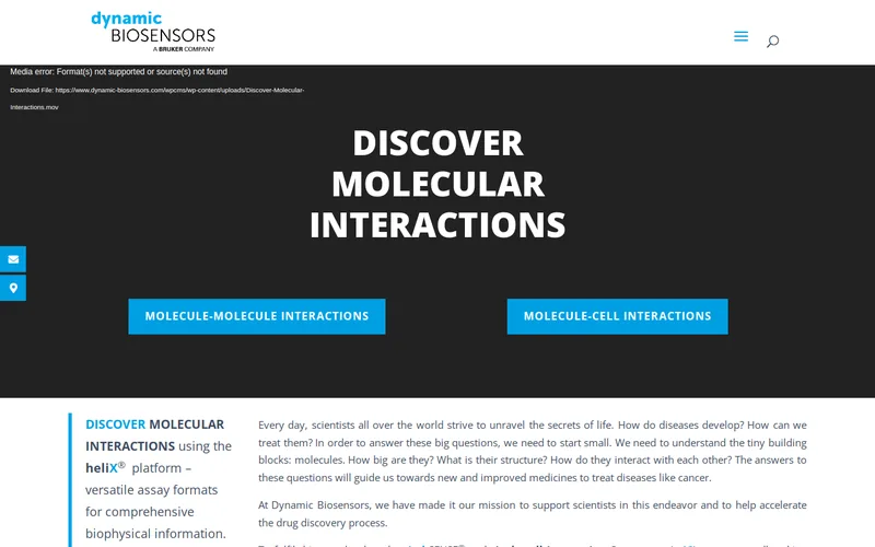 Website snapshot for dynamic biosensors