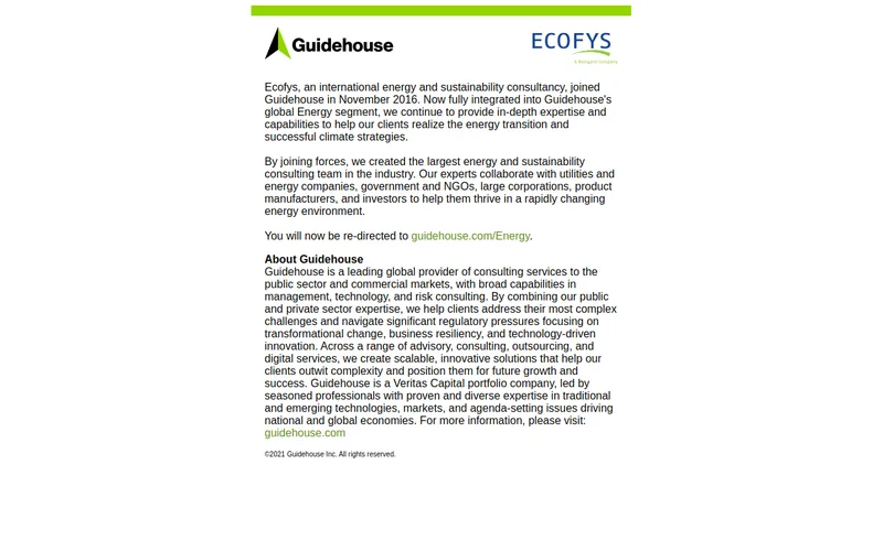 Website snapshot for Ecofys