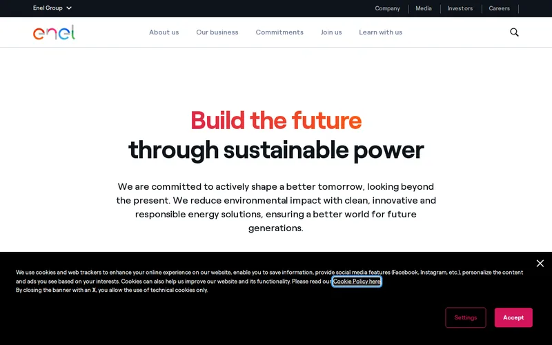 Website snapshot for Enel