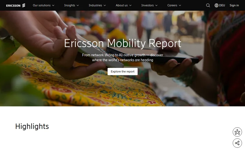 Website snapshot for Ericsson