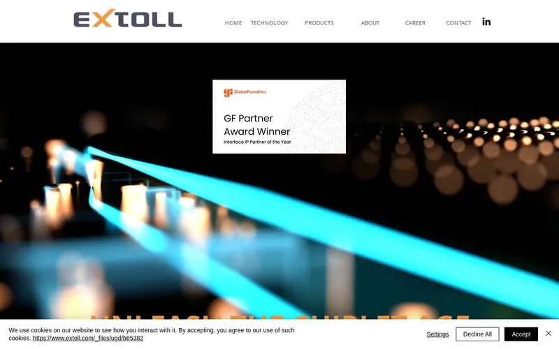 Website snapshot for extoll