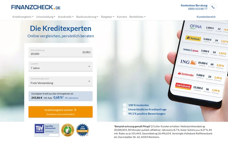 Website snapshot for Finanzcheck