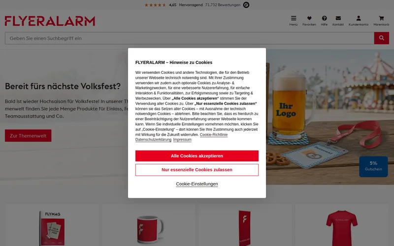 Website snapshot for FLYERALARM