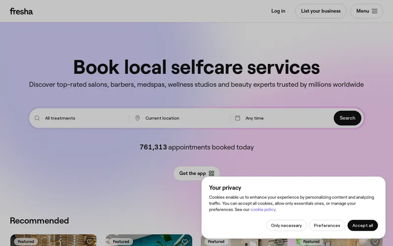 Website snapshot for Fresha