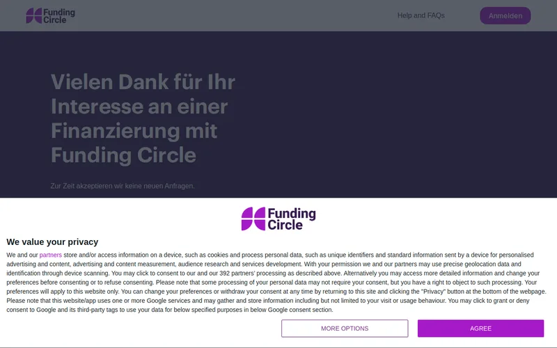 Website snapshot for Funding Circle