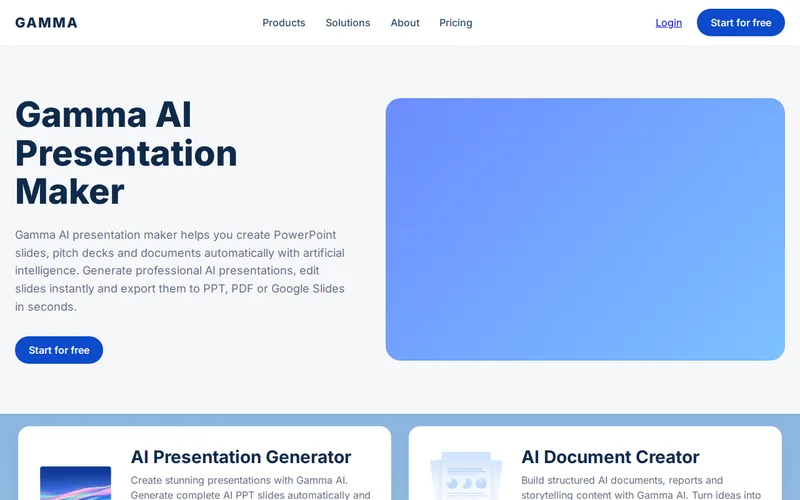 Website snapshot for Gamma AI