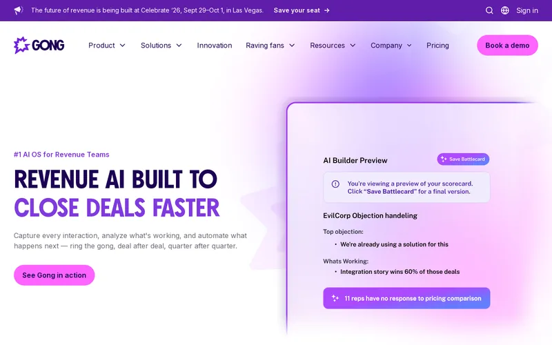 Website snapshot for Gong