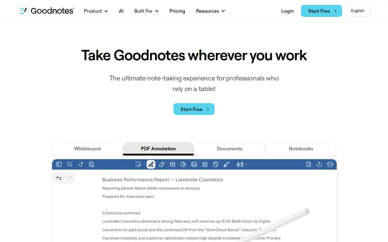 Website snapshot for Goodnotes